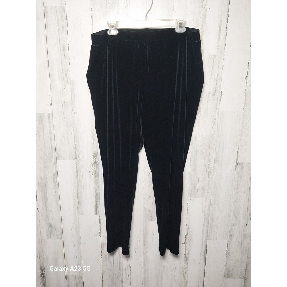 Isaac Mizrahi Live Women's XL Black Velour Leggings